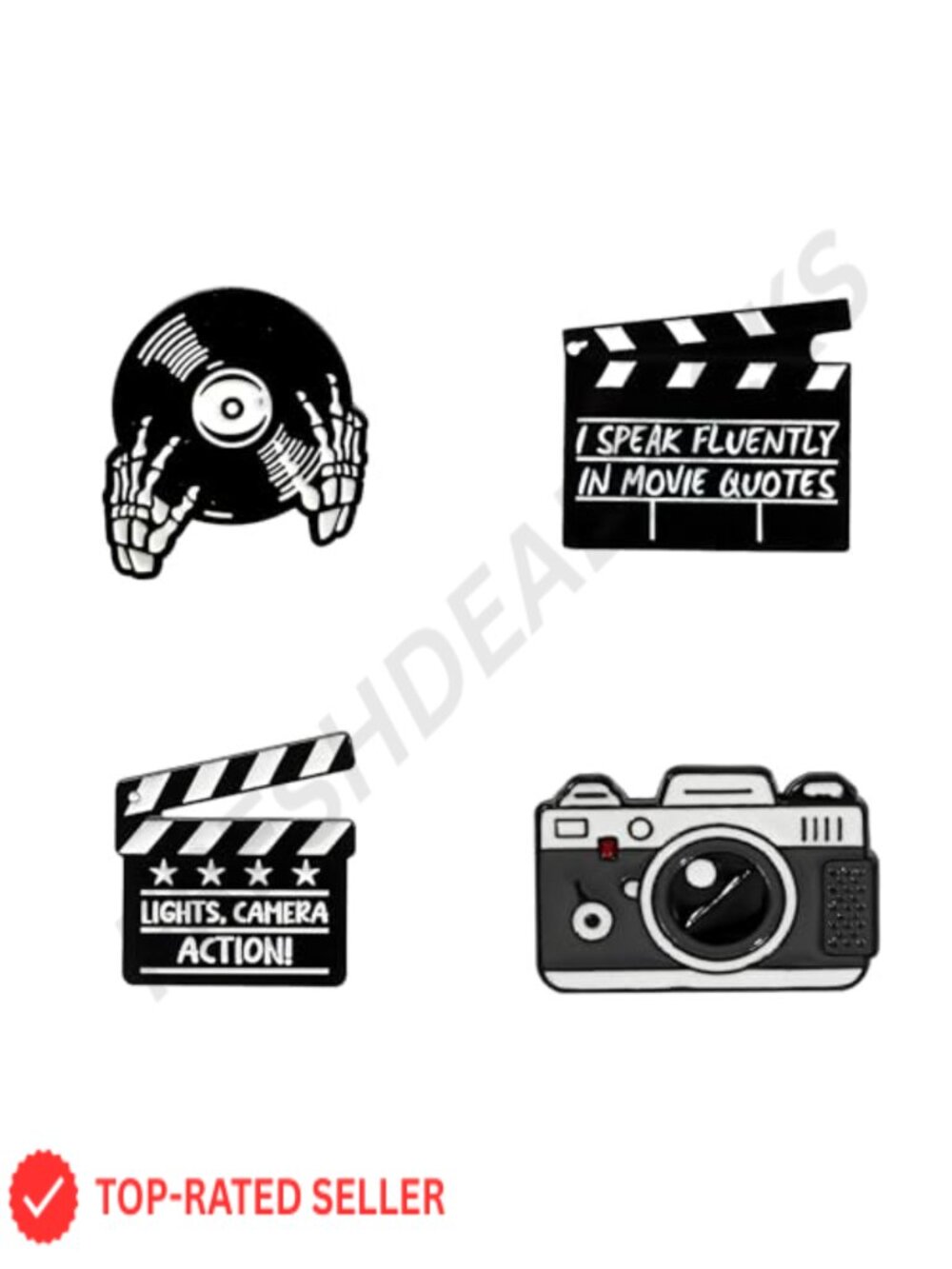 4 Pcs Vintage Rock Band Enamel Pins Acrylic Lapel Brooches